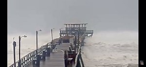 Check out the massive waves hitting the Atlantic Beach pier! This was taken live 1 minute ago. | Carolina Beach & Kure Beach Community