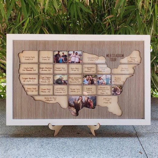 Personalized Baseball Stadium Map, MLB Ballpark Tracker Wood Photo Frame, Baseball Ballpark Map, Baseball Wall Art, Graduation Gift Baseball - Etsy