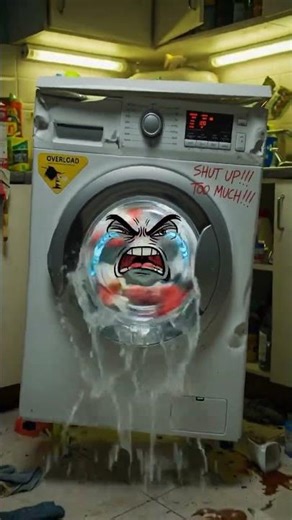 Never overload the washing machine!!! #washingmachine #angryai #talkingobjects #ai #funny #shorts