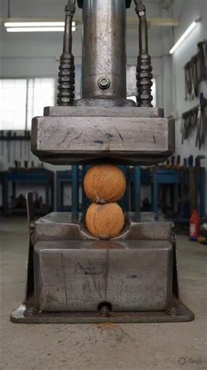 Hydraulic Press vs Coconut 🥥💥 #Shorts#hydraulicpress #coconut #coconutcrush #crushing #satisfying