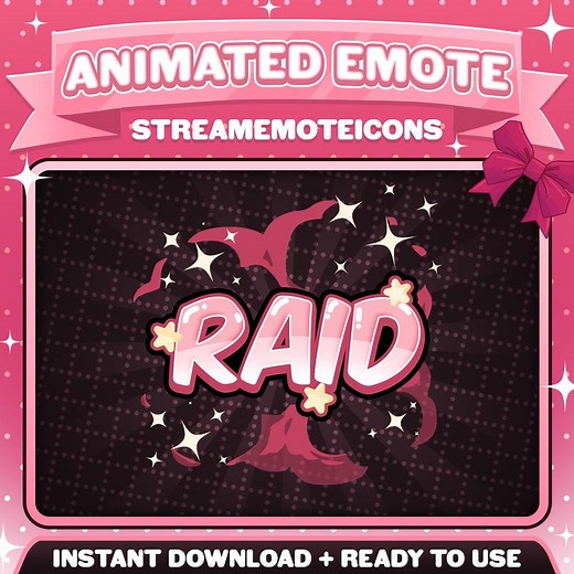 Animated Pink Raid Emote for Twitch and Kick | Cute Kawaii Streaming Emote | Animated Raid Alert Emoji | Digital Download - Etsy