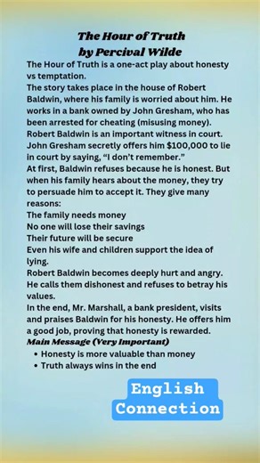 The Hour of Truth by Percival Wilde | Summary & Character Sketch Class 12 English Unit 2 Lesson 3