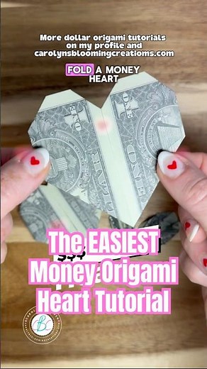 The Easiest Money Origami Heart Tutorial #money