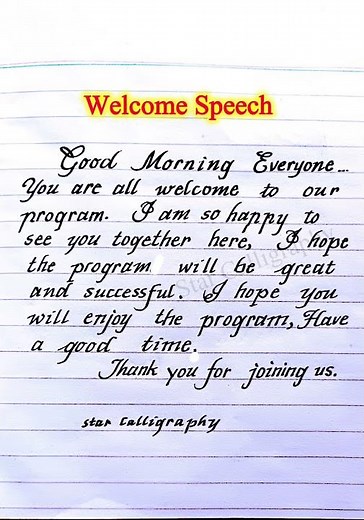 Welcome speech in english | How to write welcome speech | Welcome Speech | Handwriting #shorts