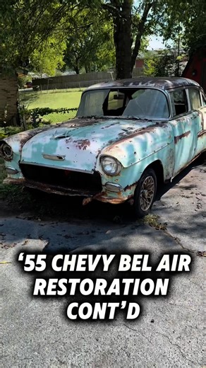 The Joel Riley Factor on Instagram: "‘55 Chevy Bel Air Restoration- Part…eh, who knows? • • • #restoration #projectcar #willitrun #barnfind #belair #trifivechevy #55chevy #inline6"