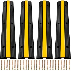 VEVOR 4 Pack of 1-Channel Rubber Cable Protector Ramps Heavy Duty 18000Lbs Load Capacity Cable Wire Cord Cover Ramp Speed Bump Driveway Hose Cable Ramp Protective Cover  | VEVOR CA