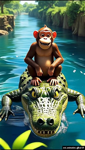 🐒Chalak Bander vs crocodile🐊#shorts #yt short