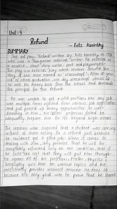 Class 11 || Refund || English summary || one act play #class11 #English #shorts