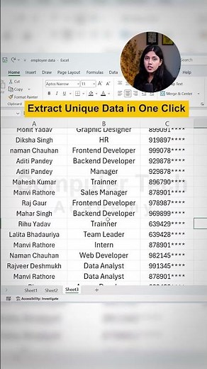 Extract Unique Data in One Click in MS Excel | Computer Tech Academy #excel #exceltips