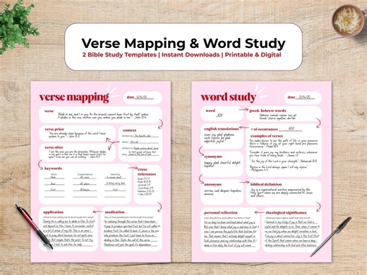 Verse Mapping and Word Study Templates | Two Printable and Digital Bible Study Tools - Etsy
