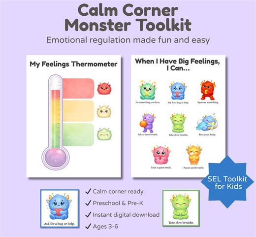 Feelings Thermometer for Kids | Emotions Board & Calm Corner Toolkit | Preschool SEL Emotional Regulation Printable - Etsy
