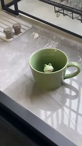 DIHOclub Frog Coffee Cup Hidden 3D Animal Inside Mug,Garden series Handmade Figurine Mugs 12OZ(Green)
