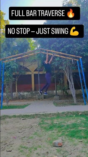 Full monkey bar traverse ✅ Upper body, grip & courage tested 💪 #MonkeyBarChallenge #Calisthenics