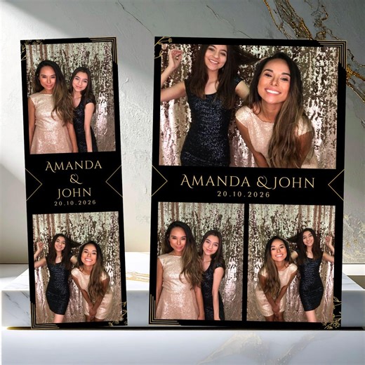 Gold and Black Wedding Photobooth Overlay, Elegant Wedding Photo Booth Template, Instant Download - Etsy
