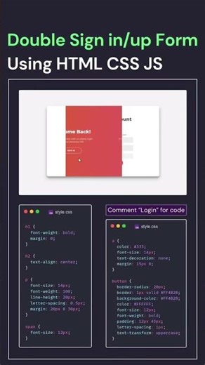 Animated Login & Signup/Sign form form using HTML CSS🔥 Cool Double Slider login/Signup Form💻☠️ #html