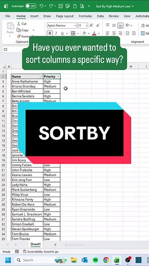 SORTBY Excel: Bypass Non-Alphabetic Sorting Limits