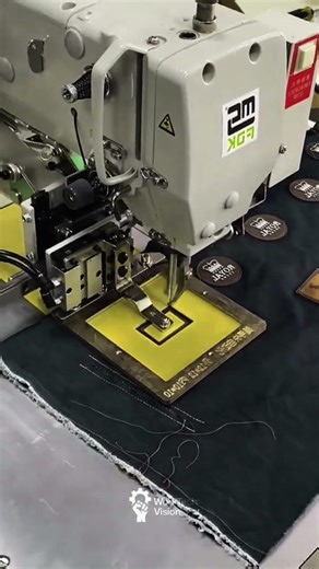 Automatic label stitching process on garment using template