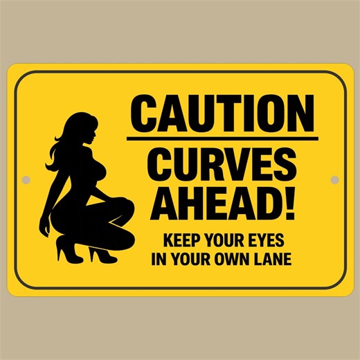 Caution Curves Ahead Sexy Sign, 8X12 Inch Aluminum Signage, Naughty Humor, Man Cave Garage Decor, Gag Gift for Him, Bachelor Pad Art - Etsy