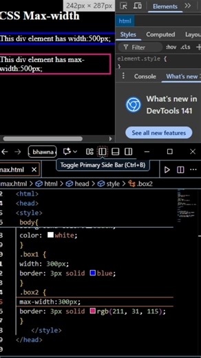 Width vs Max-Width Explained in 30 Seconds | CSS Shorts | Bhawna Code Mastery