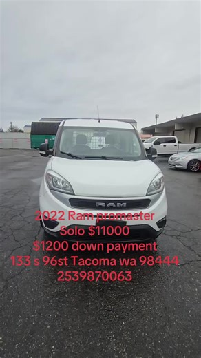 🚨 WORK READY VAN 🚨 2022 Ram ProMaster City 💲 ONLY $11,000 ✅ CLEAN TITLE ✅ FAST & EASY FINANCING ✅ SAME DAY APPROVAL ✅ Ready to work today 🔹 2.4L Gas Engine 🔹 Automatic 🔹 154,746 miles 🔹 Great on gas 🔹 Perfect for business or delivery 💰 Down payment starting at $1,000 📍 133 S 96th St Tacoma WA 98444 📞 253-987-0063#svautosales #carrosbaratos #autosenventa #buyherepayhere