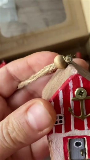 Hand-Painted Nautical Wooden Houses • Coastal Decor Ornament