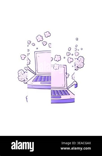 splitting motion animation of freehand drawn cartoon laptop computer fault Stock Video Footage - Alamy