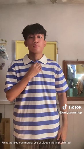 Stylish White and Blue Stripe Polo Shirts