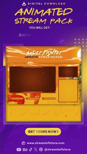 Super Fighter Dragon Ball Stream Overlay Pack Twitch Graphics #streamingoverlay#dragonballlegends