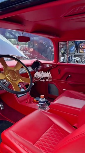 Super immaculate Belair with the red insides #eyecandywhipz #chevy #bigrims #carshow