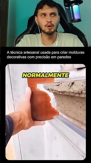 Moldura decorativa feita NA MÃO com precisão absurda 😮🏗️ #moldura #gesso #viral
