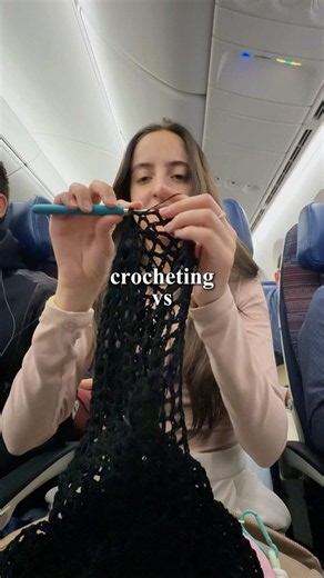 crocheting a top on a 10 hour flight ✈️