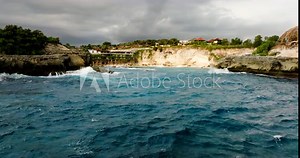 Motion of sea water moving in all directions. Cliffs of Blue Lagoon Stock Video