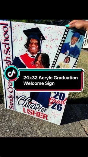 POV: You pulled up to graduation and the welcome sign stole the whole show 🎓✨ 24x32” Acrylic Welcome Sign perfection! #graduationseason #gradparty #acrylicwelcomesign #graduationdecor #eventdecor