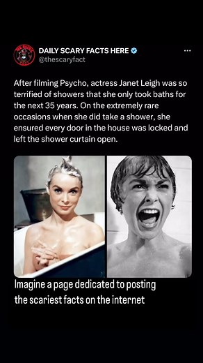 Thescaryfact ™ | Janet Leigh, famous for her role in Alfred Hitchcock’s “Psycho,” developed a lasting fear of showers after filming the movie’s infamous... | Instagram