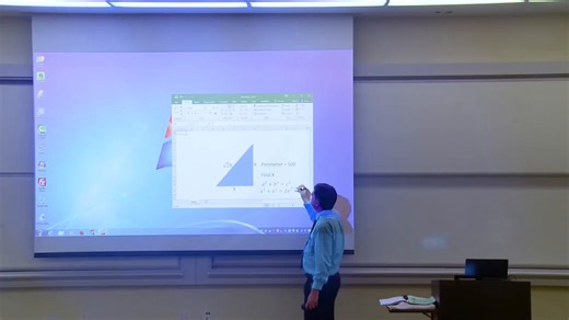 Math professor fixes projector screen