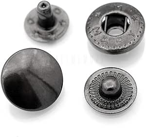 CRAFTMEMORE 50 Sets Gun Metal Black Snap Buttons S-Spring Socket Popper Fasteners for Jacket Bag Closures #633 VT5 (12mm (0.47"))