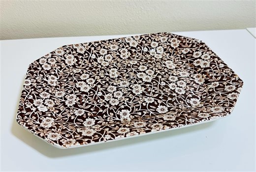 Vintage Royal Crownford Calico Brown Floral Pattern Staffordshire Ironstone Transferware Platter | 11.25" X 7.5" - Etsy