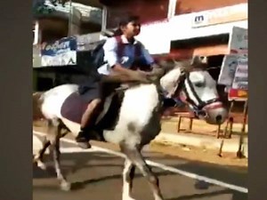 222K views · 655 shares | Girl rides a horse to school | ABP Live | Facebook
