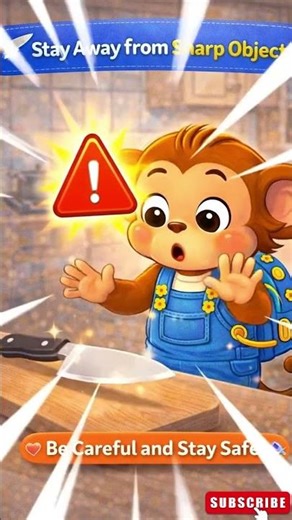 Stay Away from Sharp Objects! 🔪🐵 | Safety Lesson for Kids #cute #babytoons #monkey #comedy #safety