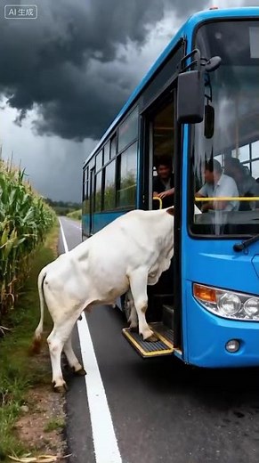 The story of a white cow rescuing a blue bus #Animal #TravelOfficial #MagicalNature #FairyTale