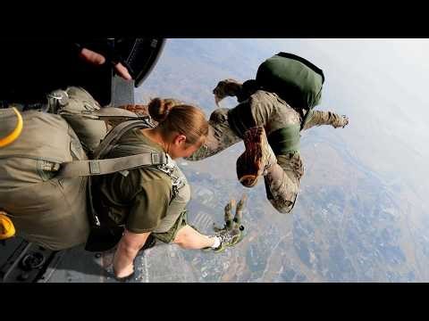 US Army Paratroopers Perform High Altitude Jump from C-17 Globemaster III