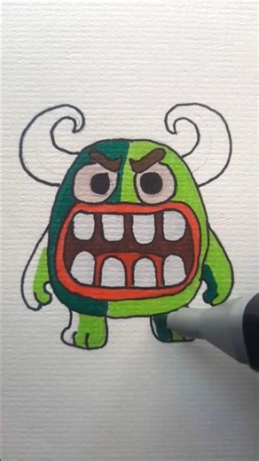ASMR Drawing | Step-by-Step Easy Monster with Giant Teeth ✨ #shorts