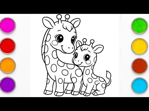 How to Draw a Cute Giraffe Family Step by Step | Easy Drawing Tutorial