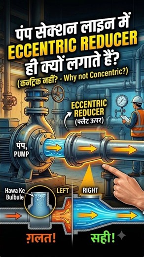 Why Always Eccentric Reducer fitted in Centrifugal Pump suction #Eccentricreducer #centrifugalpump