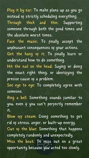 10 American English idioms you hear every day 💭 #phrases #expression #meaning #idioms #slang #esl