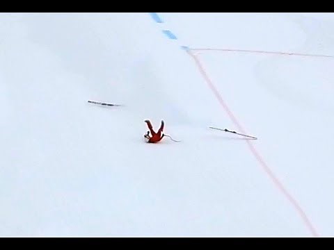HIGH SPEED SKI CRASH - spectacular fail over 170kph - Bastien Montes