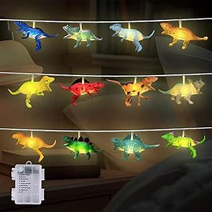 12 LED Dinosaur String Lights Battery Operated Dinosaur Lights String Realistic Looking Dino Lights for Boys Bedroom Garden Patio Decoration（8 Mode