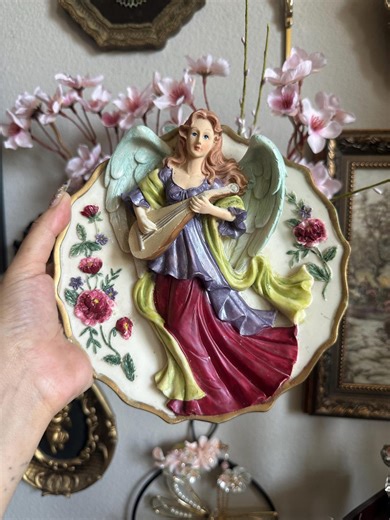 3D Angel Plate With Stand And Wall Hanger (7 inch)  Handcrafted