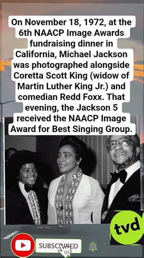 Michael Jackson with Coretta Scott King & Redd Foxx at 1972 NAACP Image Awards"