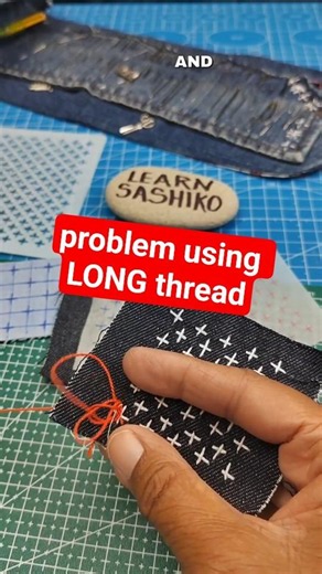 SEWING TIP | Sewing with thread too long. #sewingtips #beginnersewing #sashiko